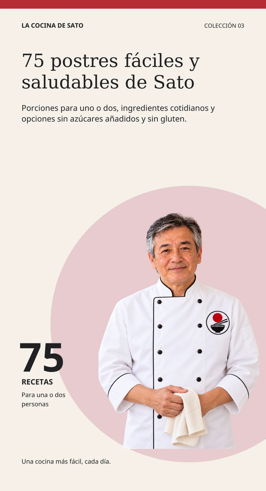 Portada del PDF 75 postres fáciles y saludables de Sato